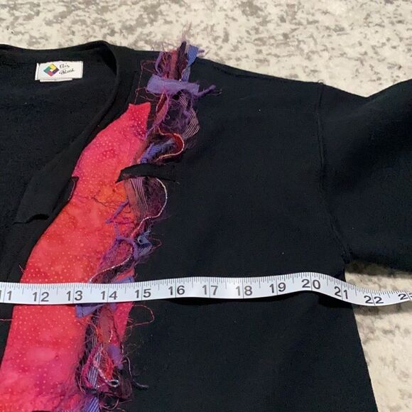 VTG ElizAbeth fleece cardigan patch work size M light jacket - Picture 7 of 12